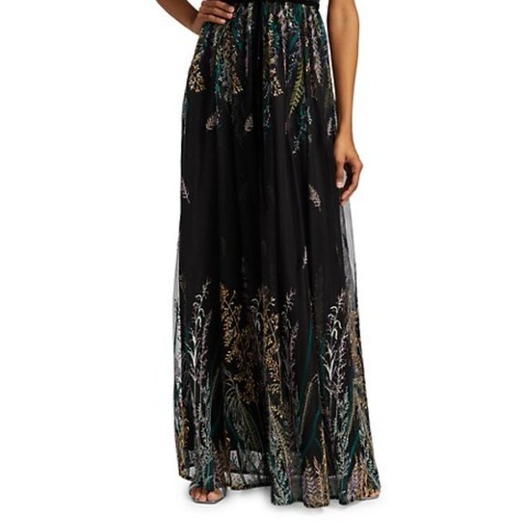 ML Monique Lhullier Beaded and Embroidered Short Sleeve Gown - Picture 3 of 3